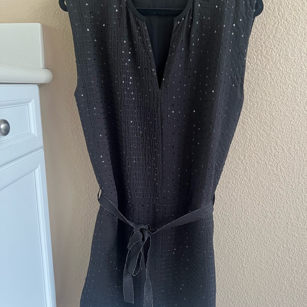 RACHEL Rachel Roy Black Sleeveless V-Neck Tie-Waist Midi Dress